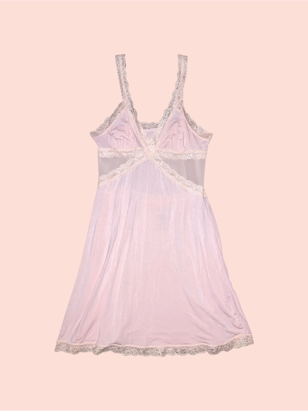 Pink Mesh Lace Slip
